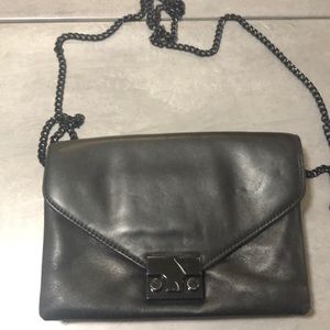 Black leather crossbody with mirror inside